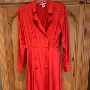 VINATGE RED DRESS WITH SHOULDER PADS (80S)